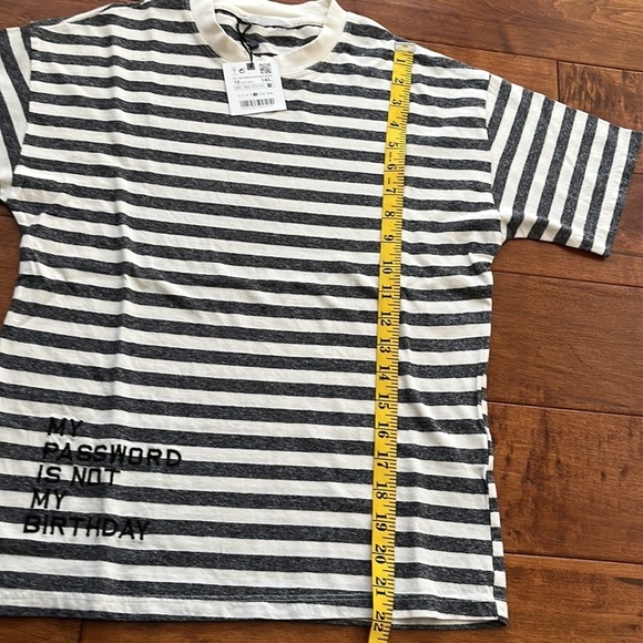 NWT Zara Striped Grey and white Short sleeves Tee      Size 10 unisex - Picture 4 of 7